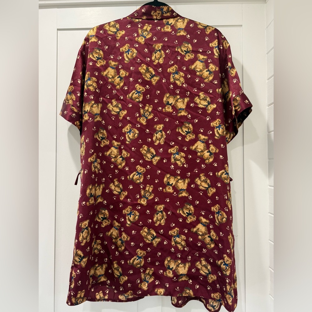 Sussan Maroon Teddy Bear Patterned Robe - Picture 2 of 3